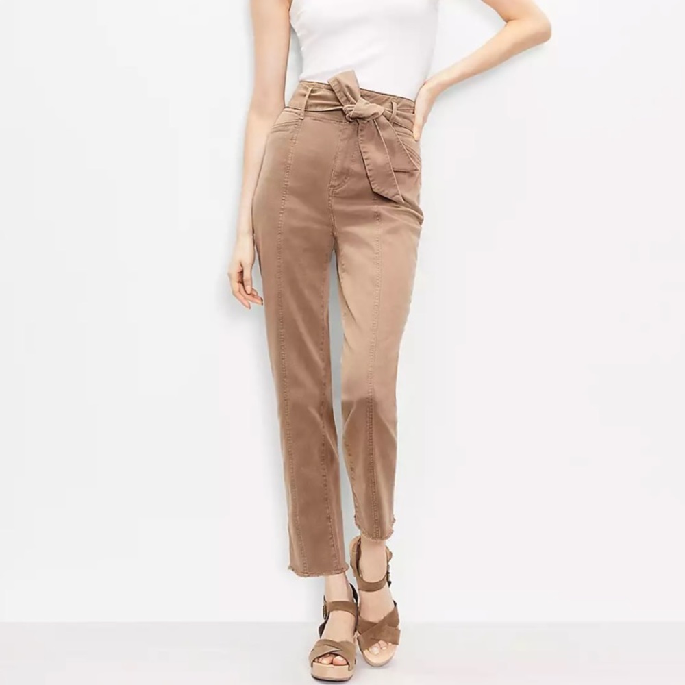 Loft tie waist tapered pants